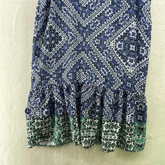 Lovers + Friends Mini Dress Women's Sz S  Blue Green Sleeveless Geometric Boho - Picture 9 of 11